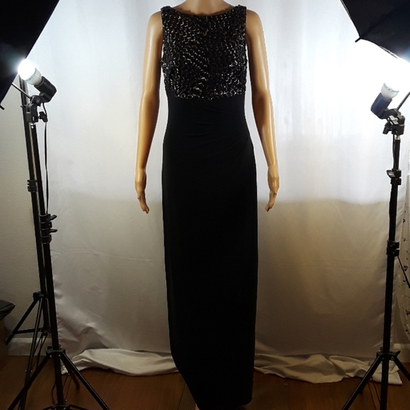 Ralph Lauren Sequin Embroidered Jersey Gown - Picture 5 of 8